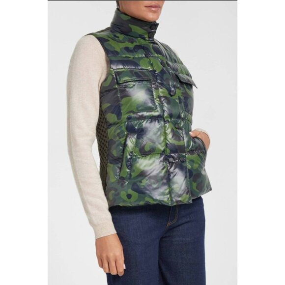 Anatomie Womens Printed Fallon Vest Puffer Knit Back Camo Print Wool Blend L - Picture 2 of 8